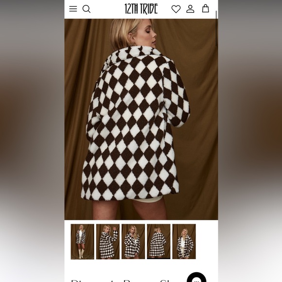 Twelfth Tribe Sherpa Brown and White Checkered Jacket - Picture 2 of 8